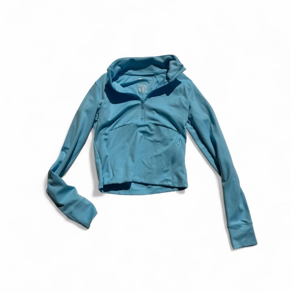 All in Motion Cropped Blue Turquoise Zip-Up BBL Jacket S Small